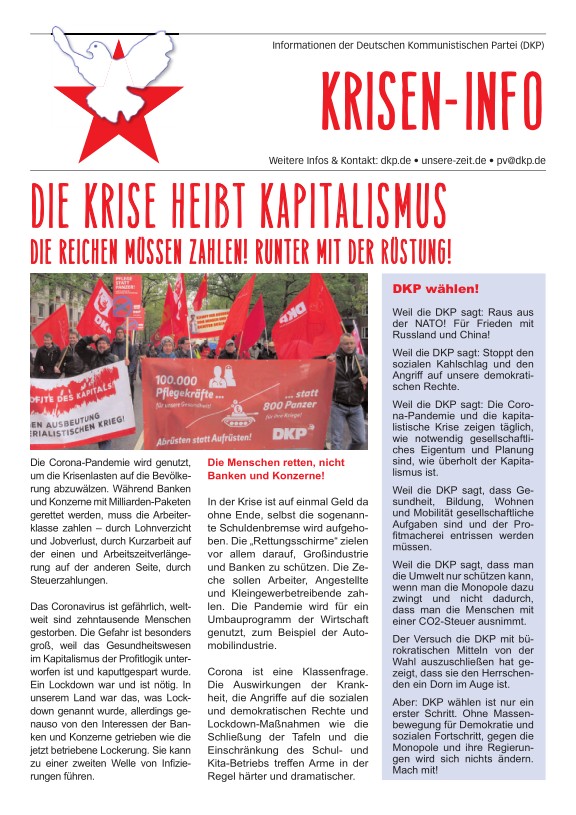 DKP-Information Krisen-Info 2/2021: Die Krise heißt Kapitalismus  (PDF, 2.96 MB)