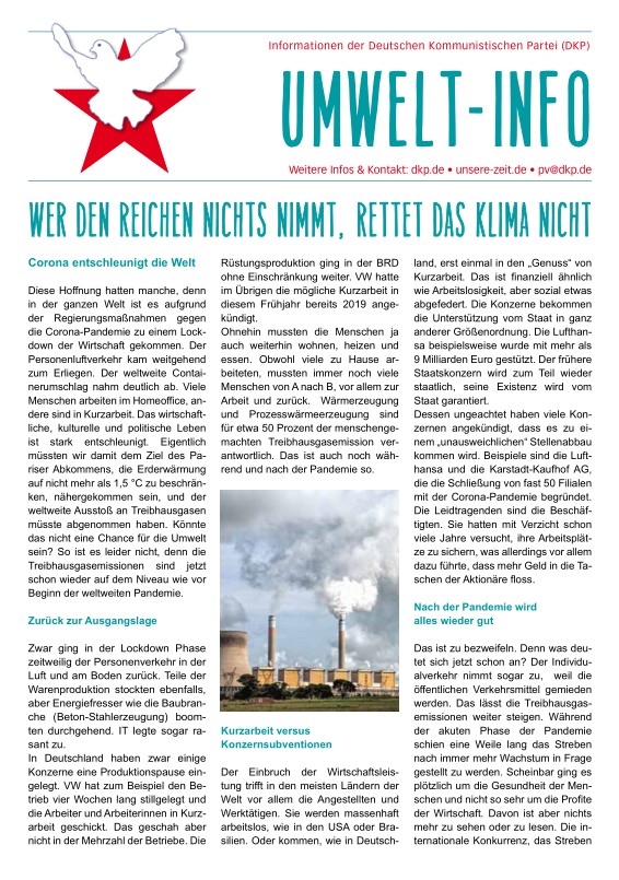 DKP-Information Umwelt-Info: Wer den Reichen nichts nimmt, rettet das Klima nicht (PDF, 0.56 MB)